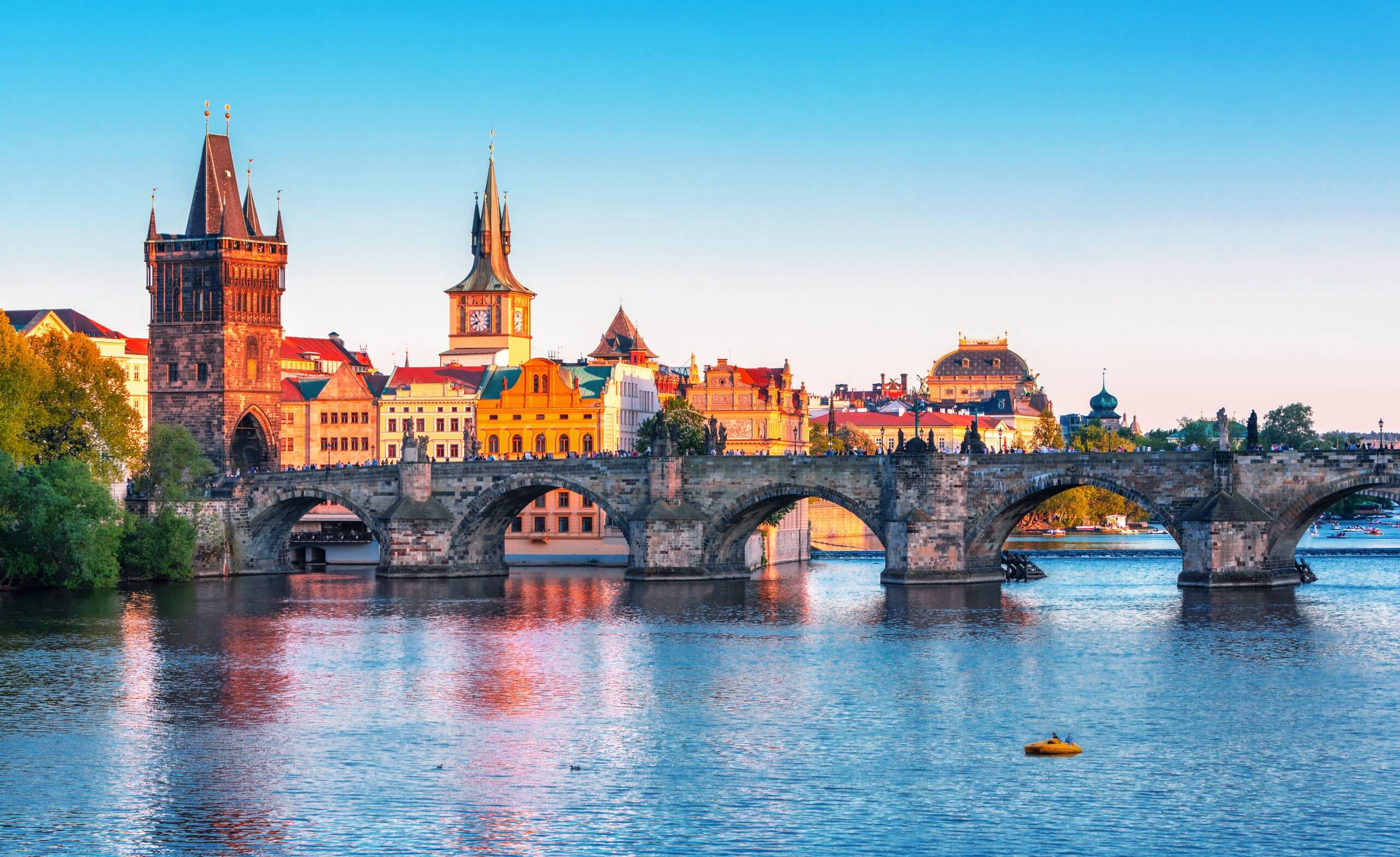 Scenic view on historical center of Prague,buildings and landma